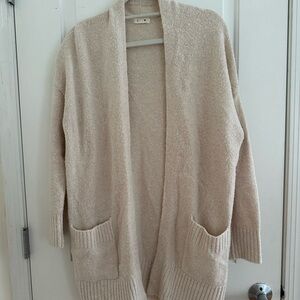 Garage Open-Front Pocket Cardigan Sweater - Light Beige/Cream